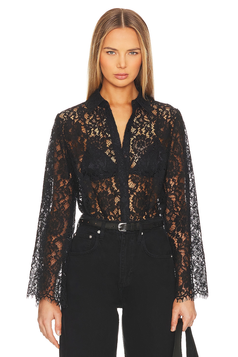 L'AGENCE Carter Blouse in Black | REVOLVE