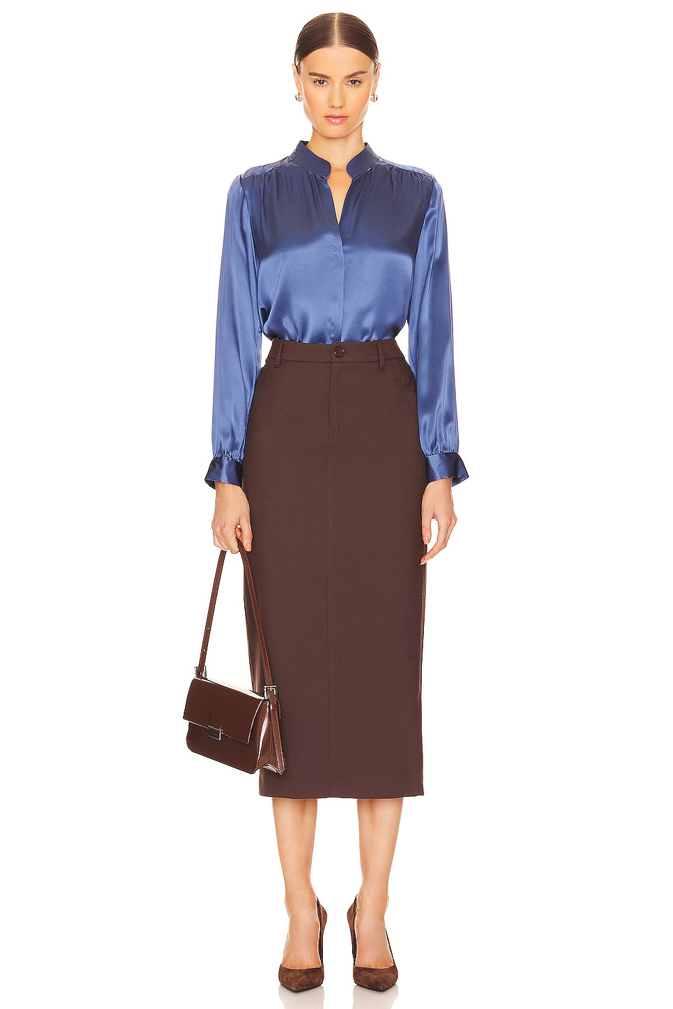 L'AGENCE Bianca Band Collar Blouse thumbnail