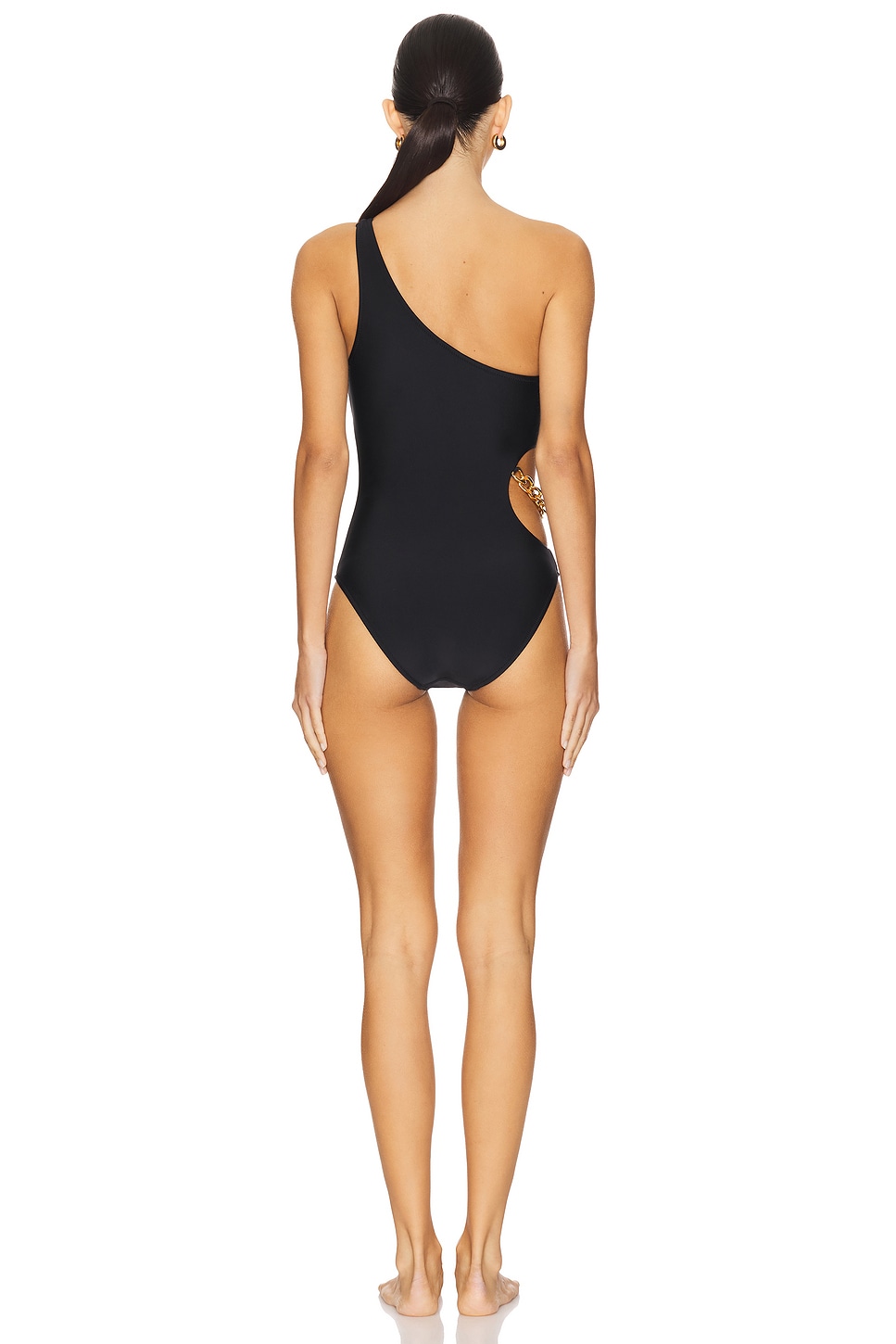 Ava Solid One Shoulder Cutout One Piece Swimsuit