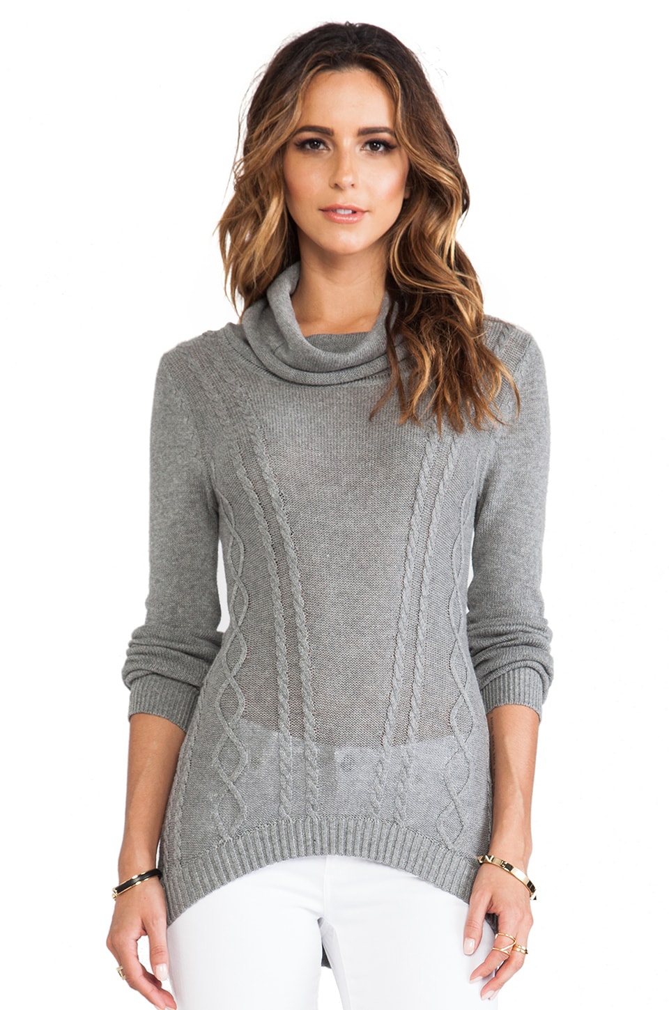 LA Made Plunge Neck Sweater in Heather Gray | REVOLVE