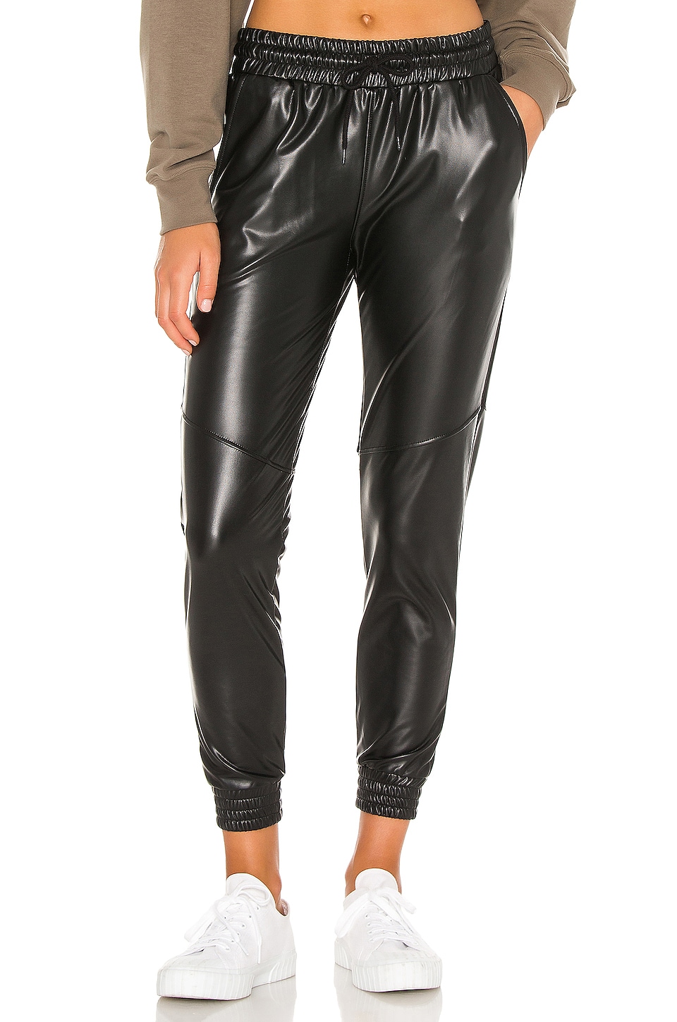 LA Made Shay Vegan Leather Jogger in Black | REVOLVE