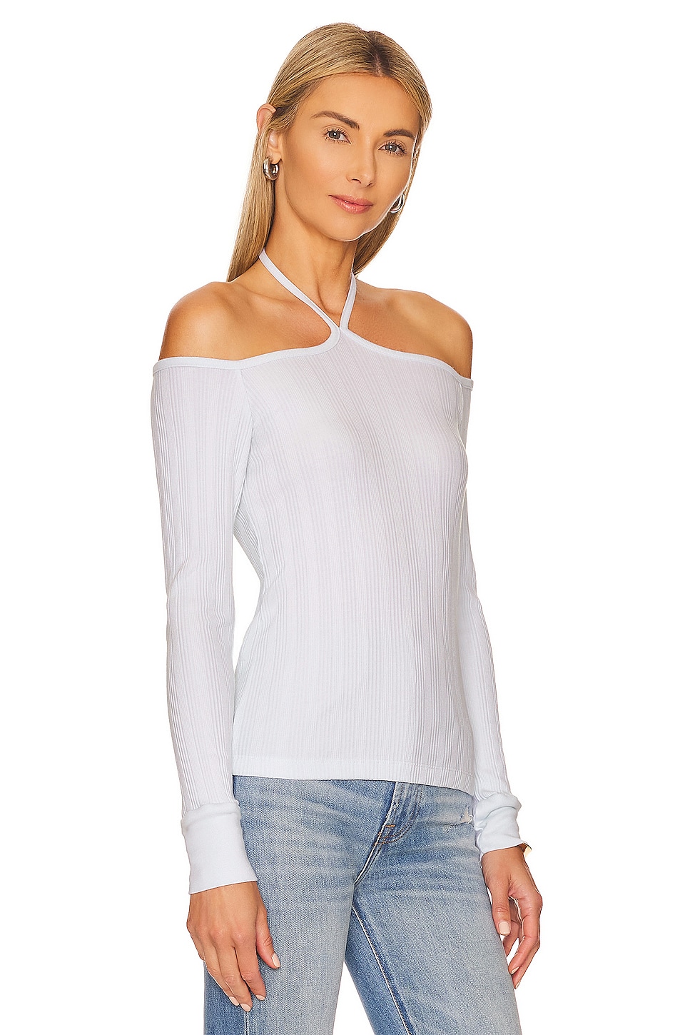 LA Made Mozza Halter Long Sleeve Top in Pistachio