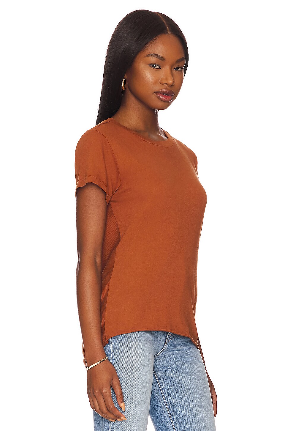 LA Made Mitered Back Winston Tee in Caramel