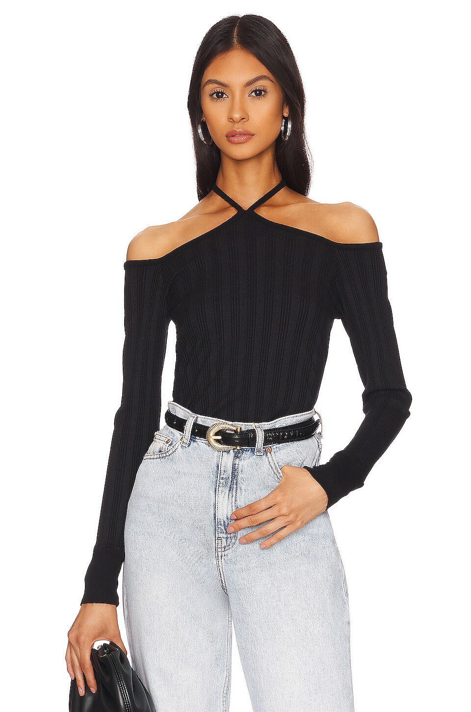 LA Made Mozza Halter Long Sleeve Top in Black | REVOLVE