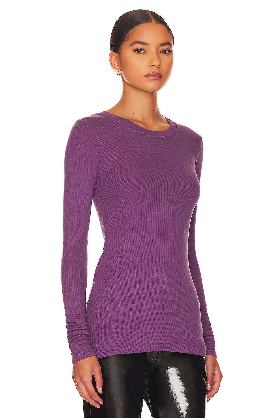 LA Made Long Sleeve Crew Neck Top in Eggplant