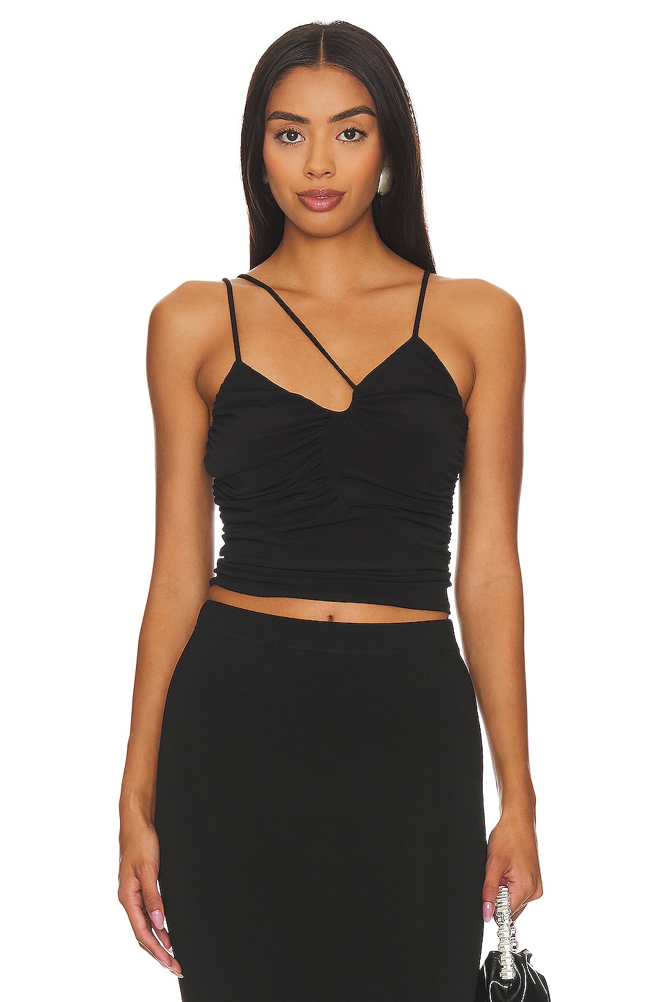 Lanston Ruched Asymmetrical Tank in Black REVOLVE