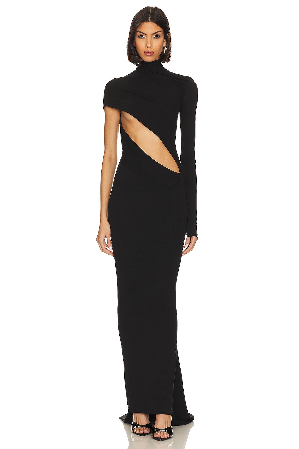 LaQuan Smith Body-con Gown with Asymmetric Cutout in Black | REVOLVE