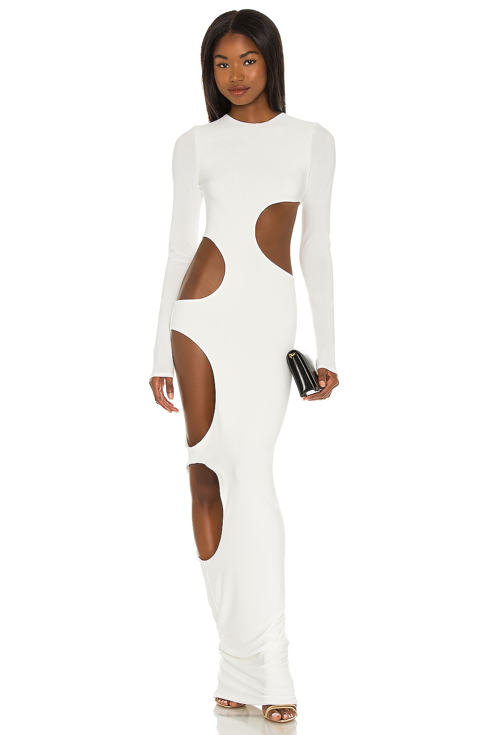 LaQuan Smith Long Sleeve Cutout Gown in 