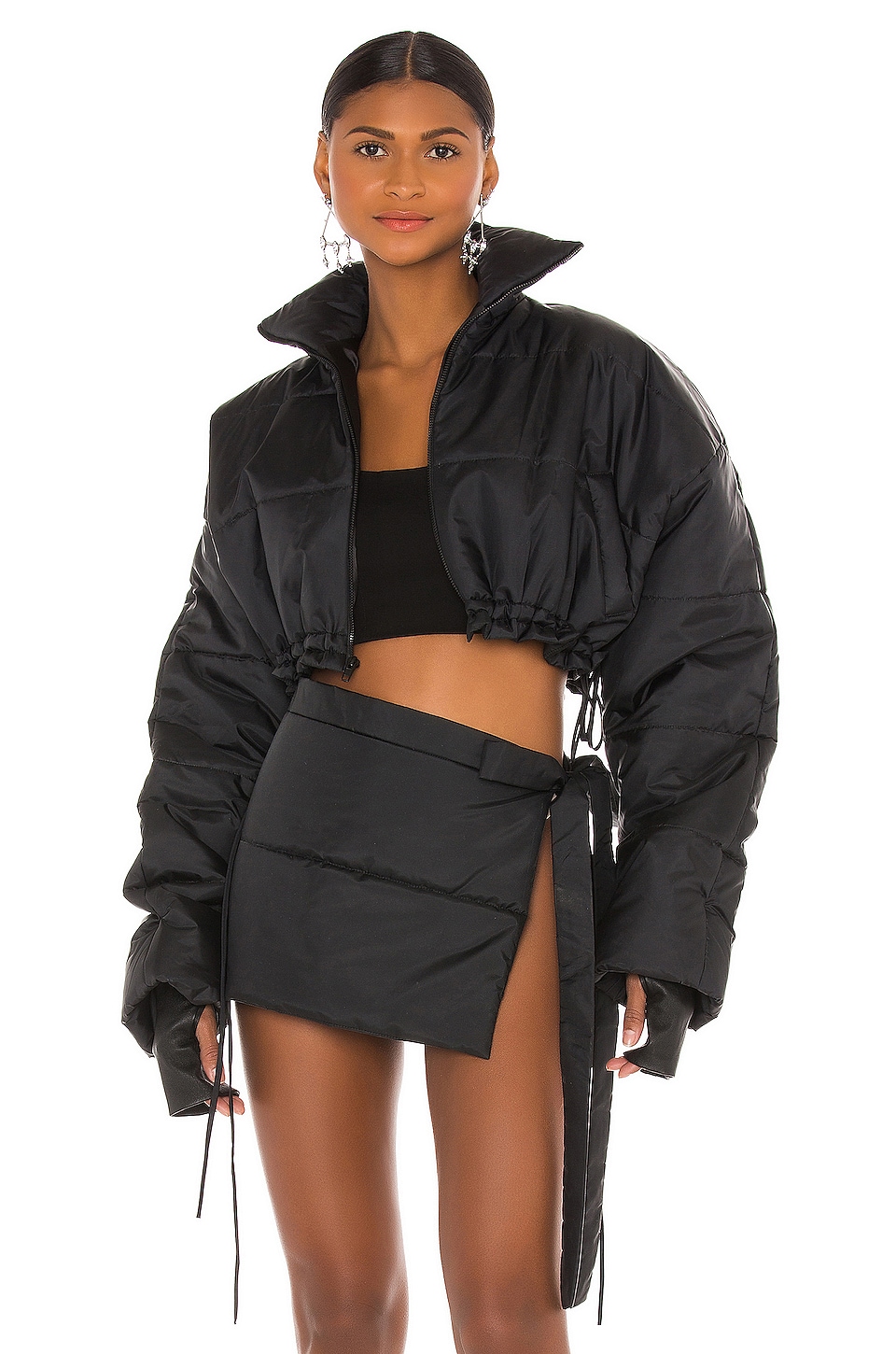 LaQuan Smith Cropped Puffer Jacket in Black | REVOLVE
