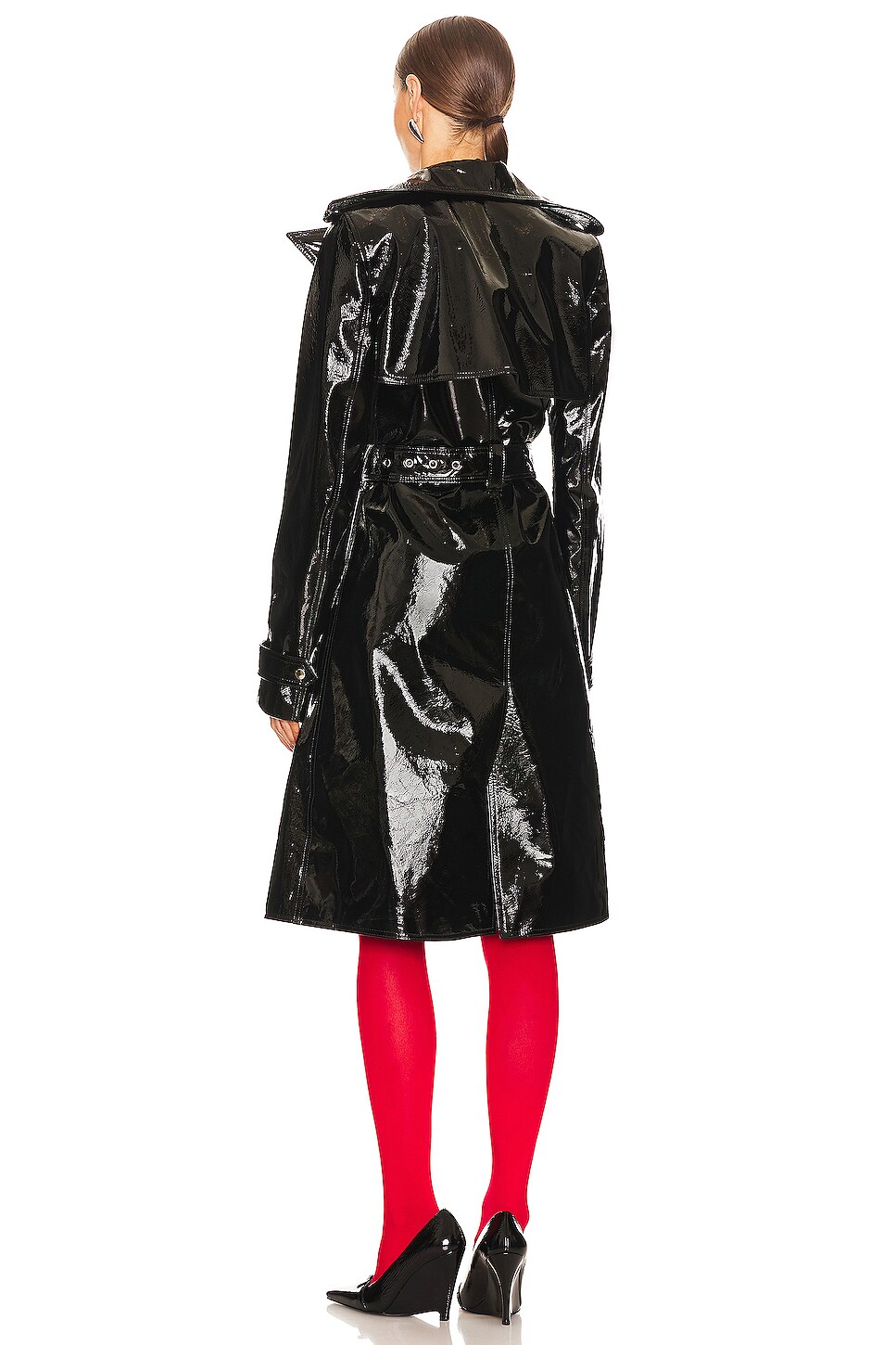 LaQuan Smith Patent Leather Trench Coat in Black | REVOLVE