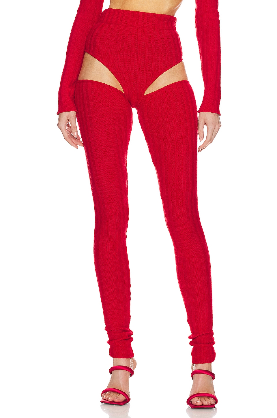 LaQuan Smith Hip Cutout Knit Legging in Cherry