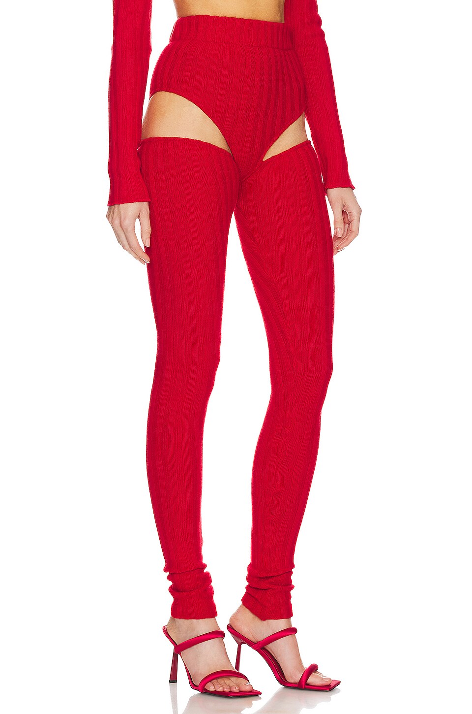 LaQuan Smith Hip Cutout Knit Legging in Cherry