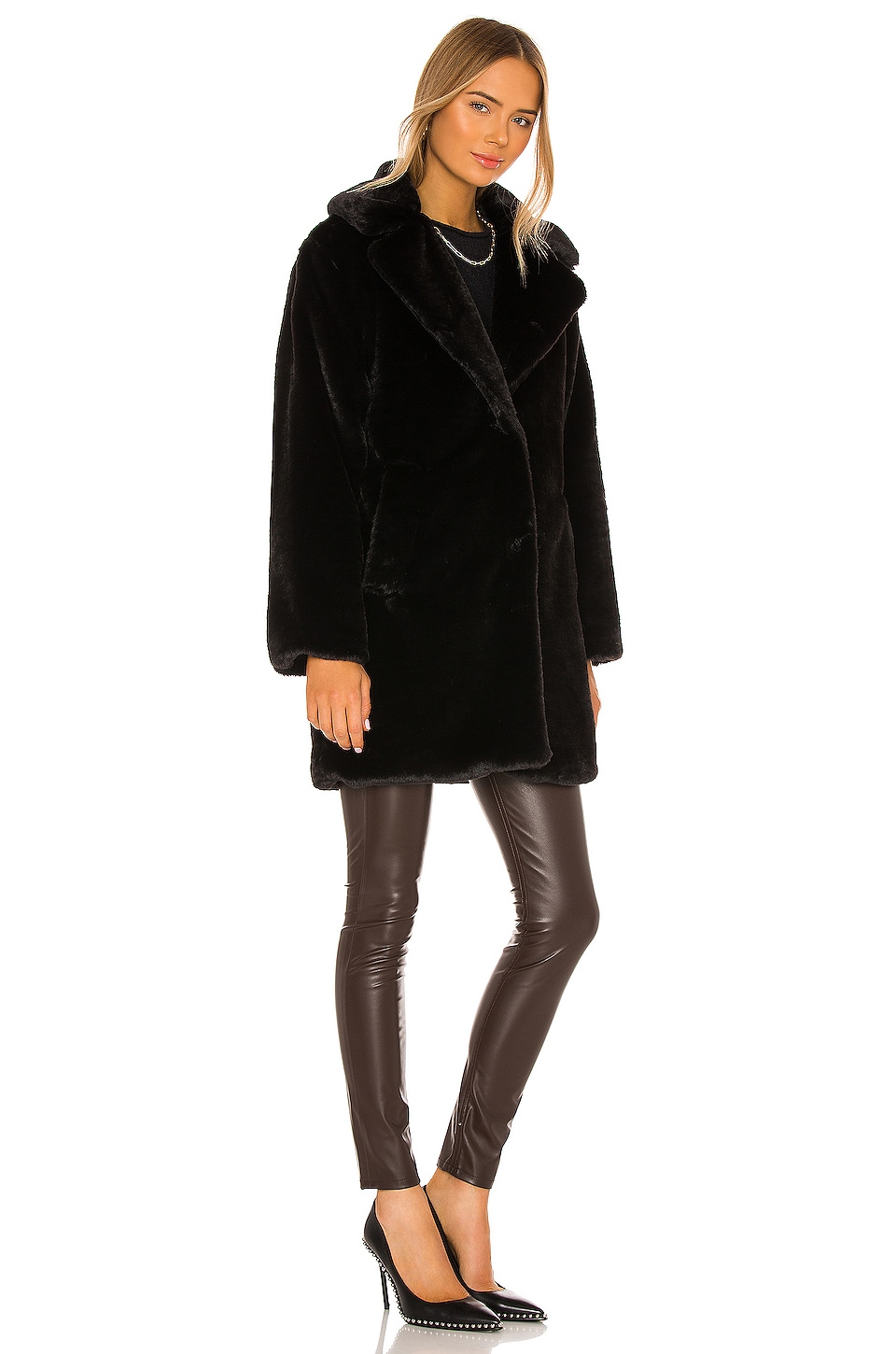 LAMARQUE Linnea Faux Fur Coat in Black | REVOLVE