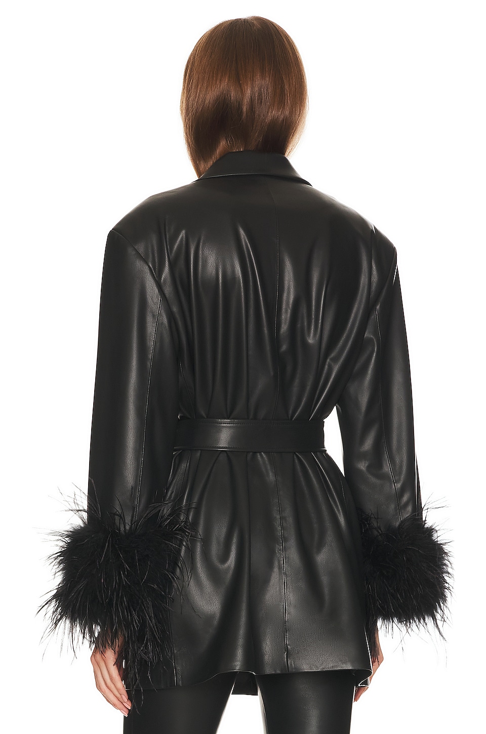 Galia Faux Leather Oversized Blazer - Thumbnail 4