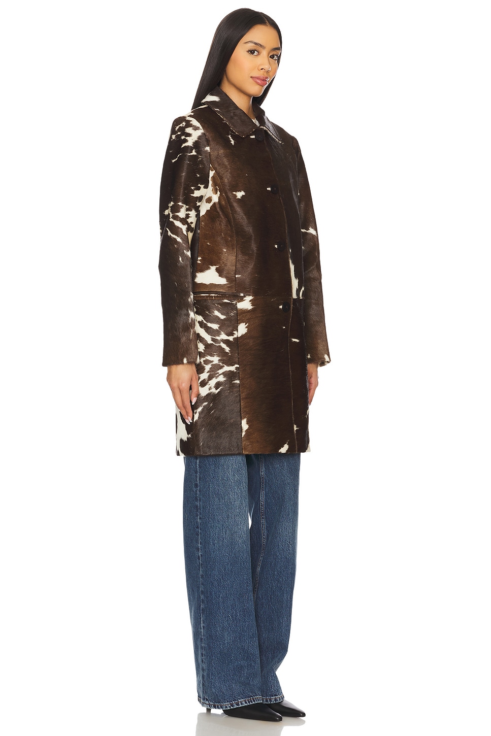 x REVOLVE Kendrick Calf Hair Long Coat - Thumbnail 3