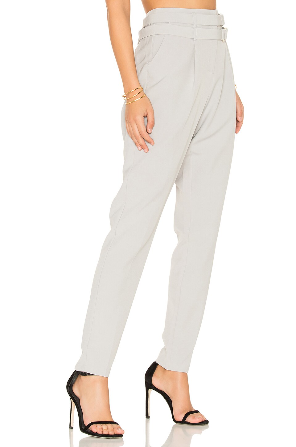 Lavish Alice Double Belted Trousers in Grey