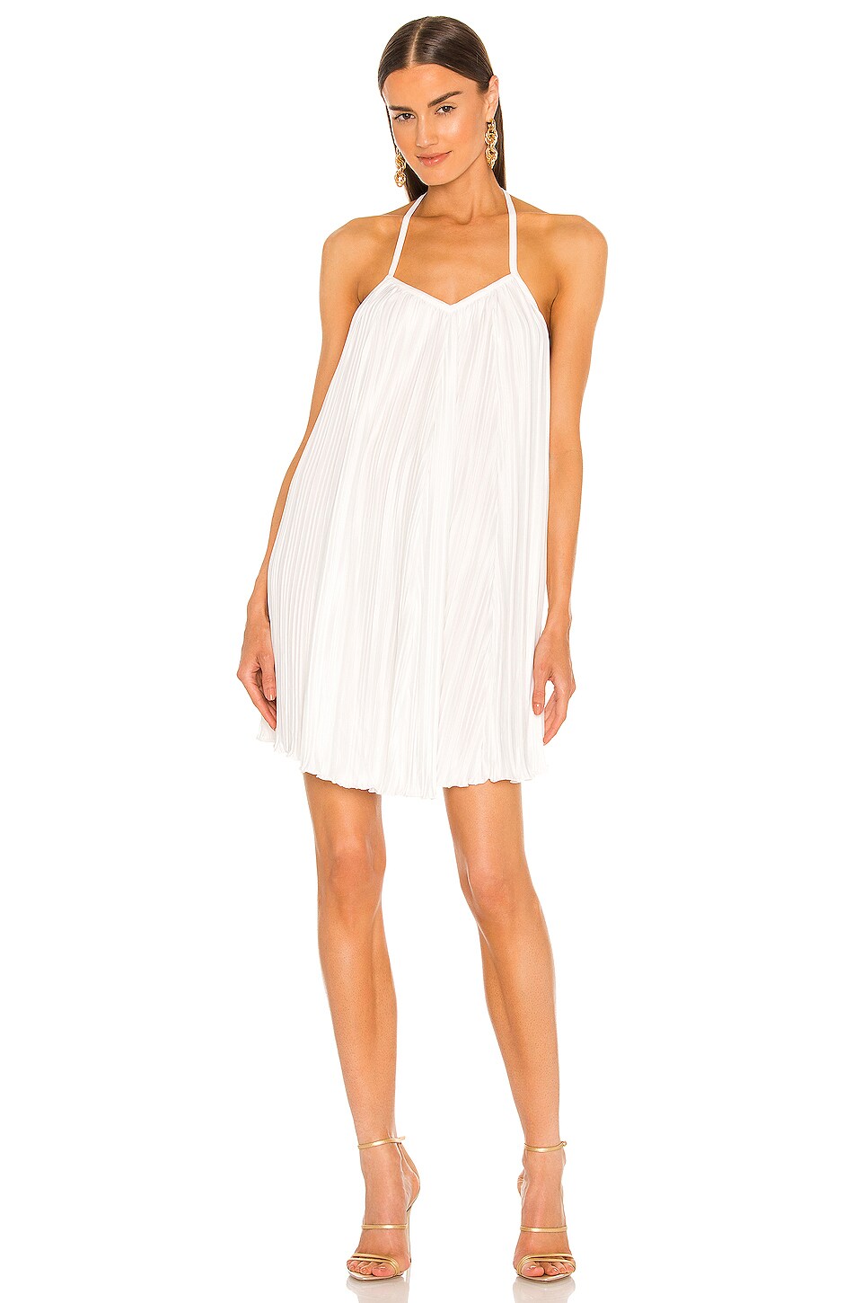 LBLC The Label Norma Pleated Mini Dress Ivory