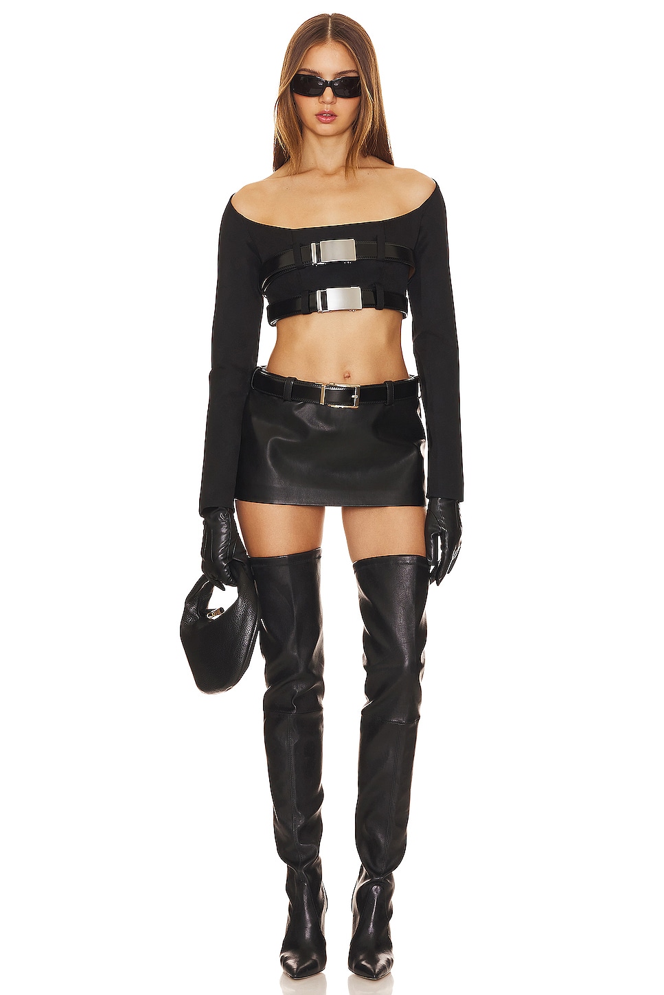 LADO BOKUCHAVA Twentythree Faux Leather Skirt in Black | REVOLVE