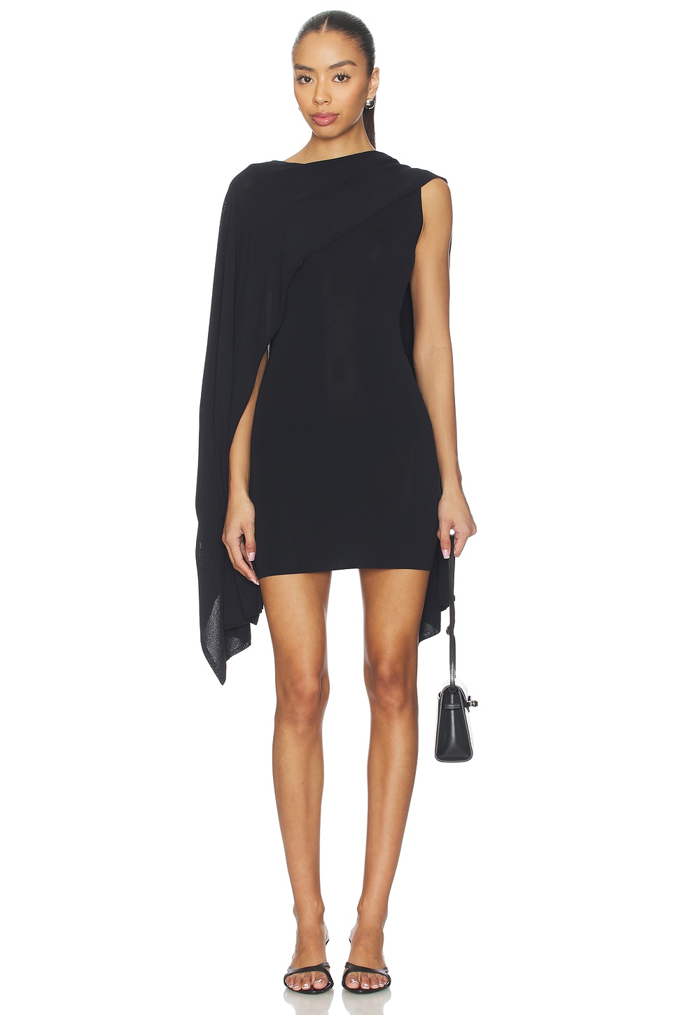 L'Academie Nasim Knit Cape Mini Dress in Black | REVOLVE