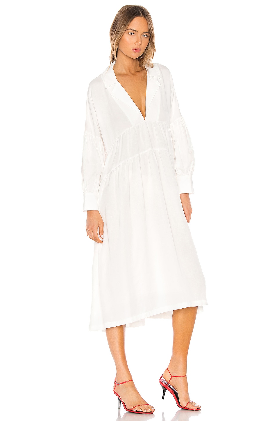 L'Academie The Celina Midi Dress in White