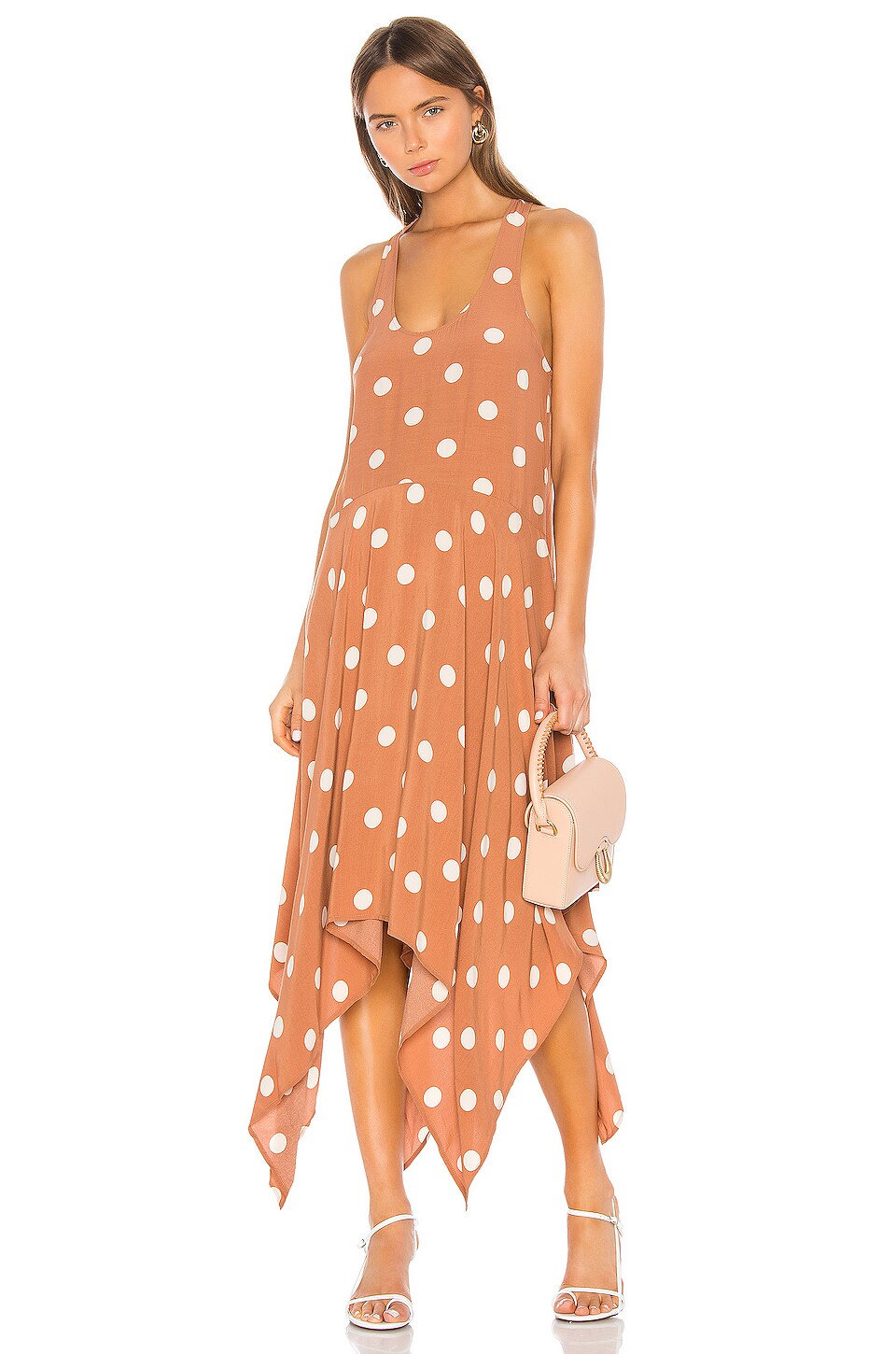 REVOLVE - The Leona Midi Dress brand:L'Academie - Rust & Ivory Dot