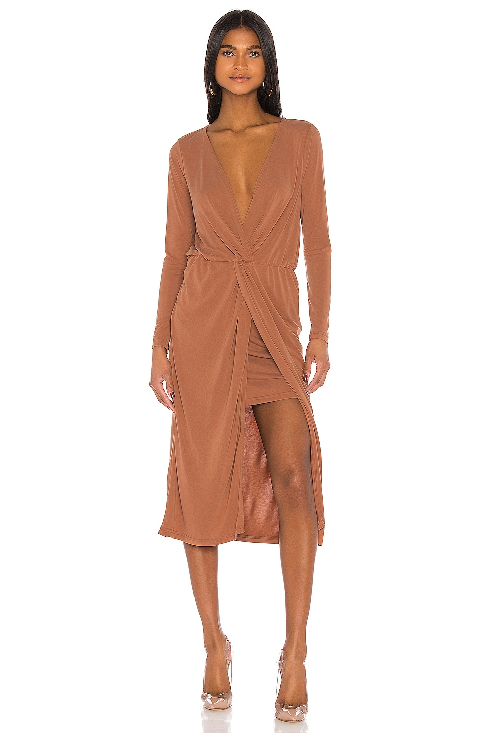 L'Academie The Judy Midi Dress in Terracotta REVOLVE