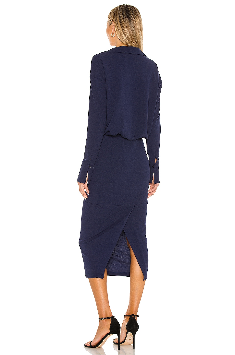 L'Academie Collared Drop Waist Dress in Navy | REVOLVE