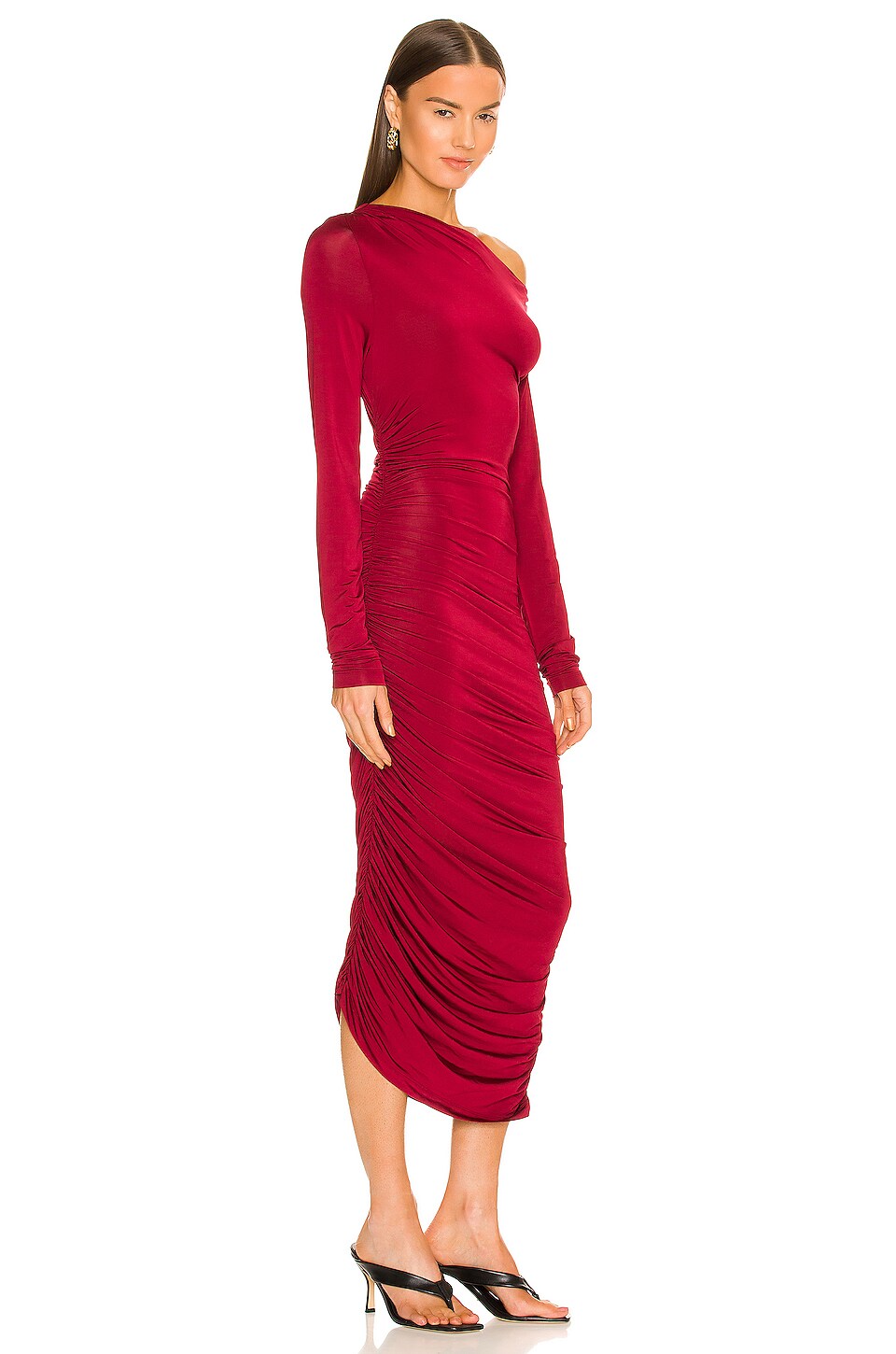 L'Academie Valdis Midi Dress in Burgundy
