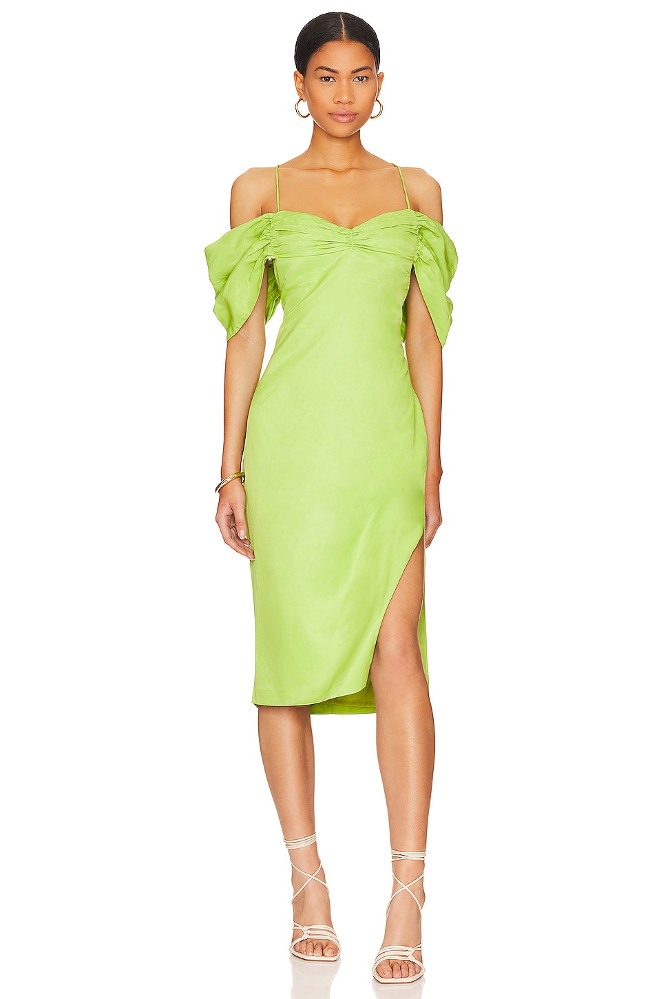 L Academie Gemma Midi Dress in Green REVOLVE