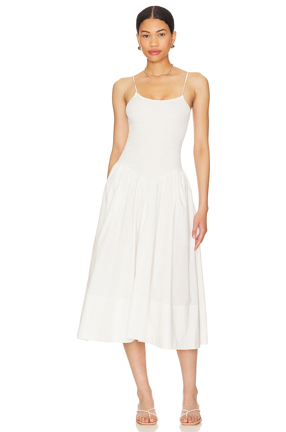 L'Academie Armanda Poplin Midi Dress in White | REVOLVE
