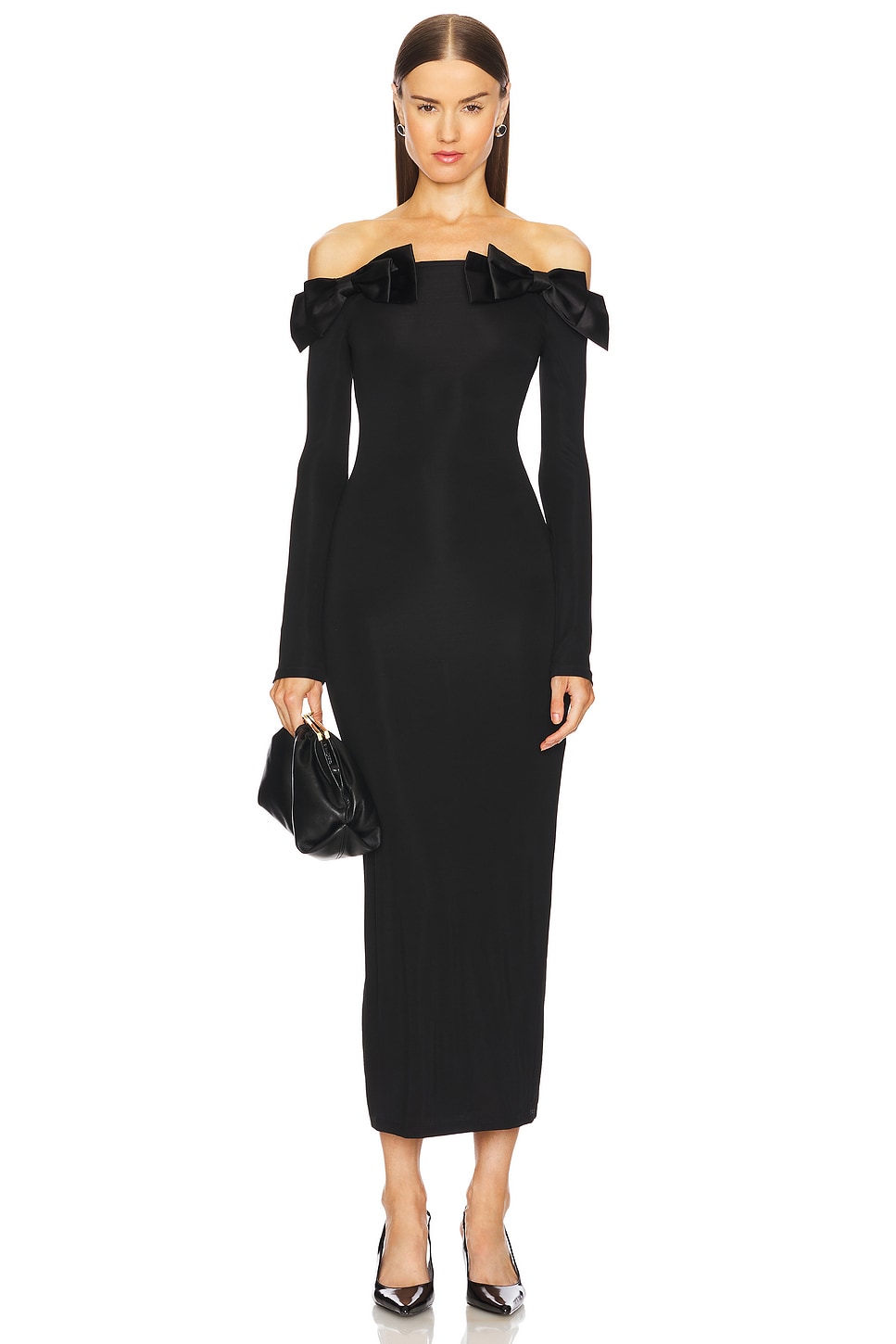L'Academie Pom Midi Dress in Black | REVOLVE