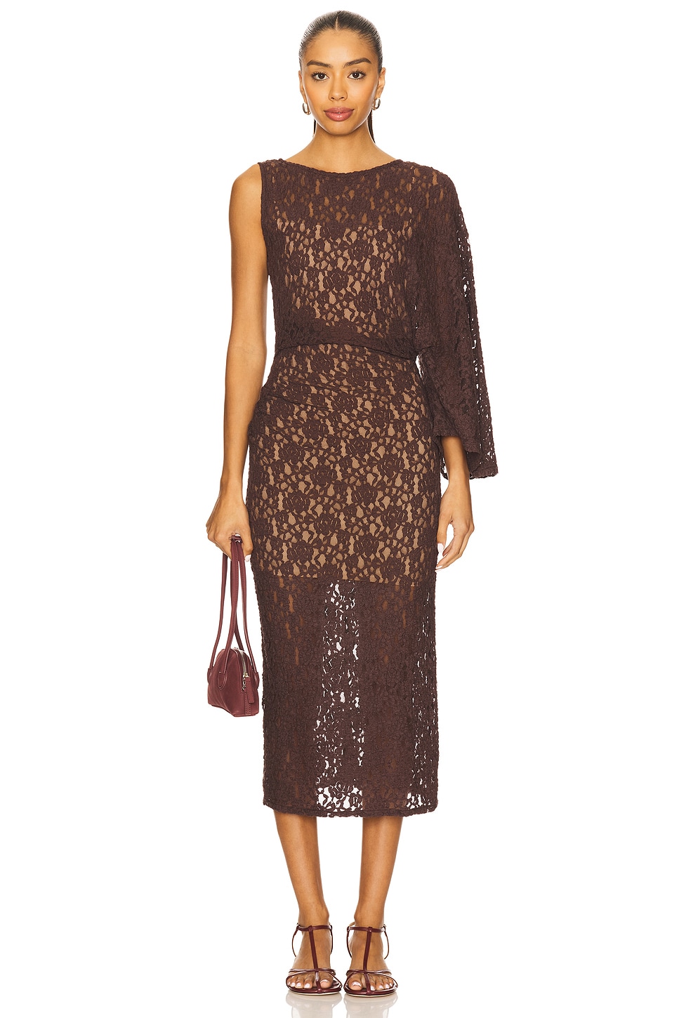 L'Academie Ayden Midi Dress in Dark Brown | REVOLVE L'Academie Ayden Midi Dress in Dark Brown | REVOLVE