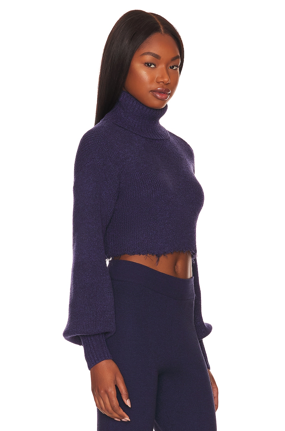 L'Academie Lucia Cropped Turtleneck in Navy