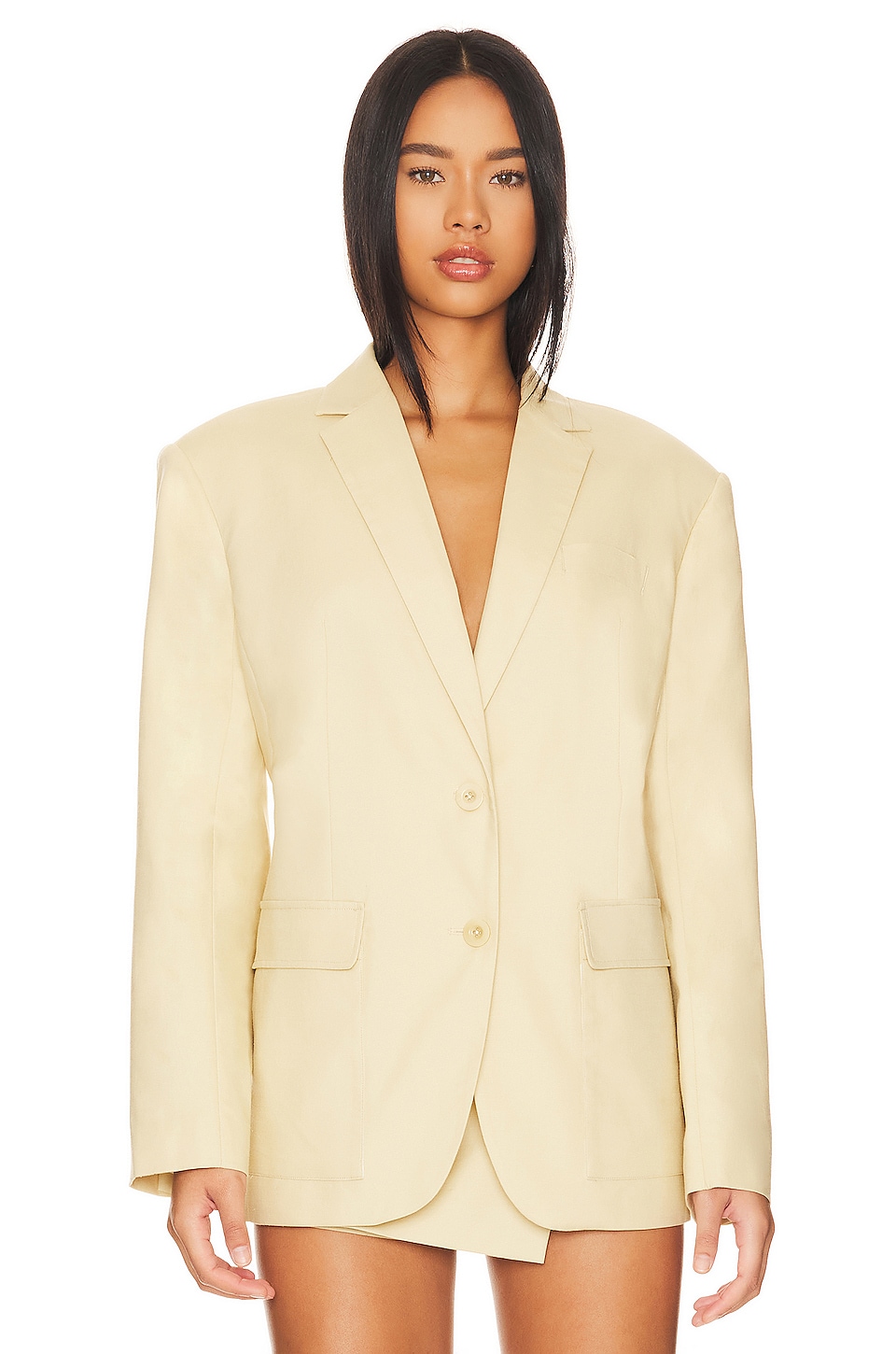 L'Academie Stretch Linen Boyfriend Blazer thumbnail