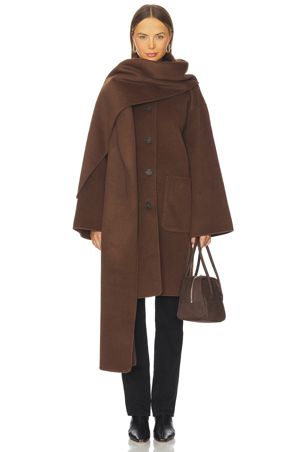【新品未使用】na.e ナエ　Traditional Melton Coat L'Academie by Marianna Melba Wool Coat in Mocha | REVOLVE