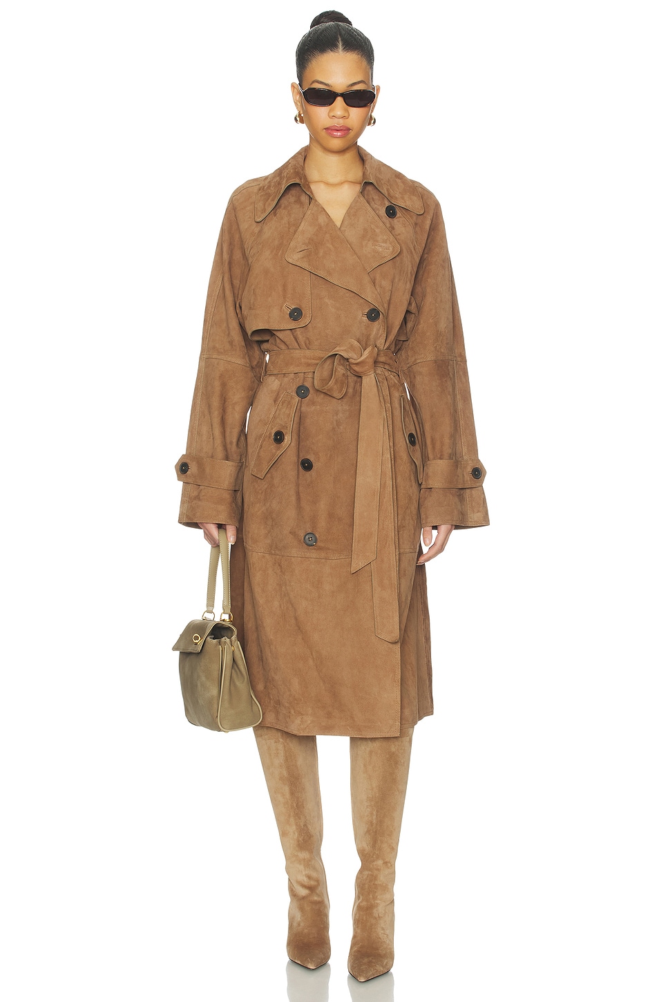 Dara Suede Trench Coat in Toffee View 1 of 7