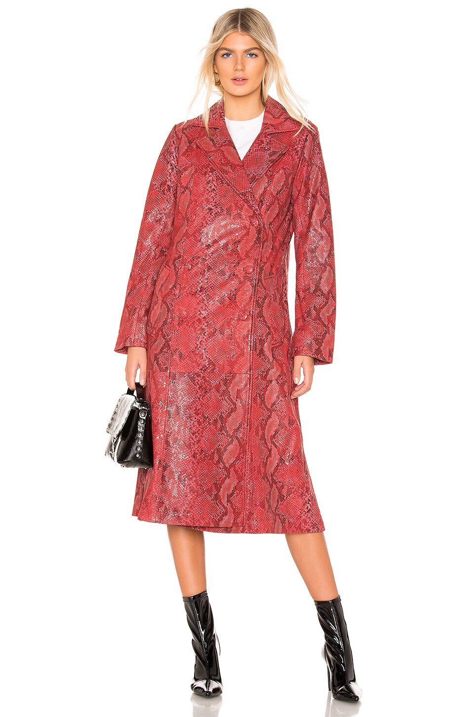 L'Academie The Serpent Leather Trench Coat in Snake