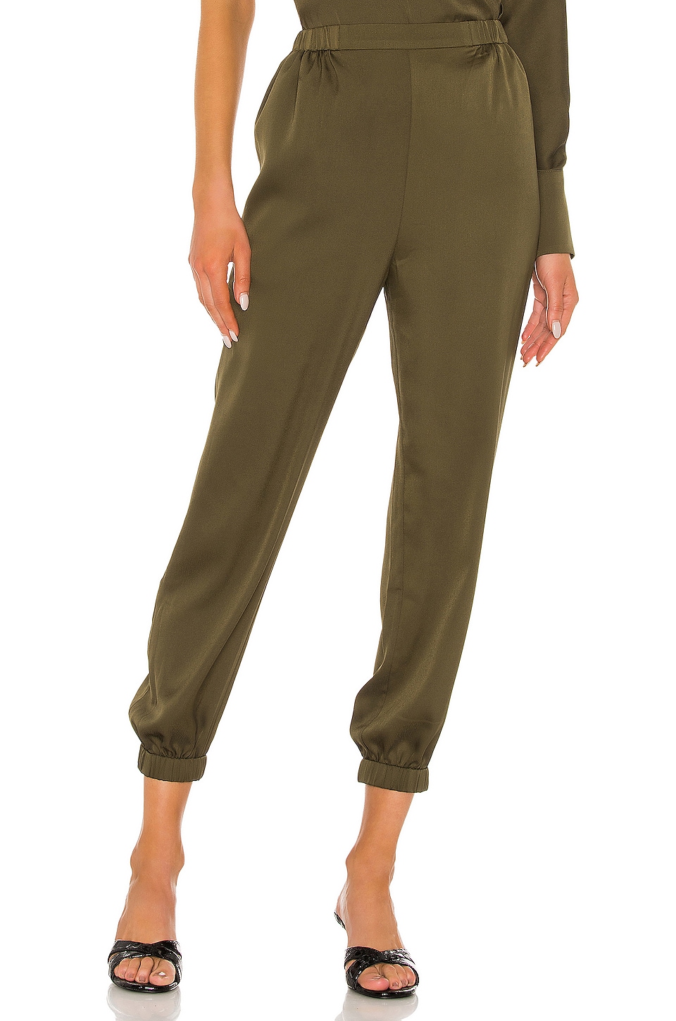 L'Academie The Reina Crop Pant in Olive Green | REVOLVE