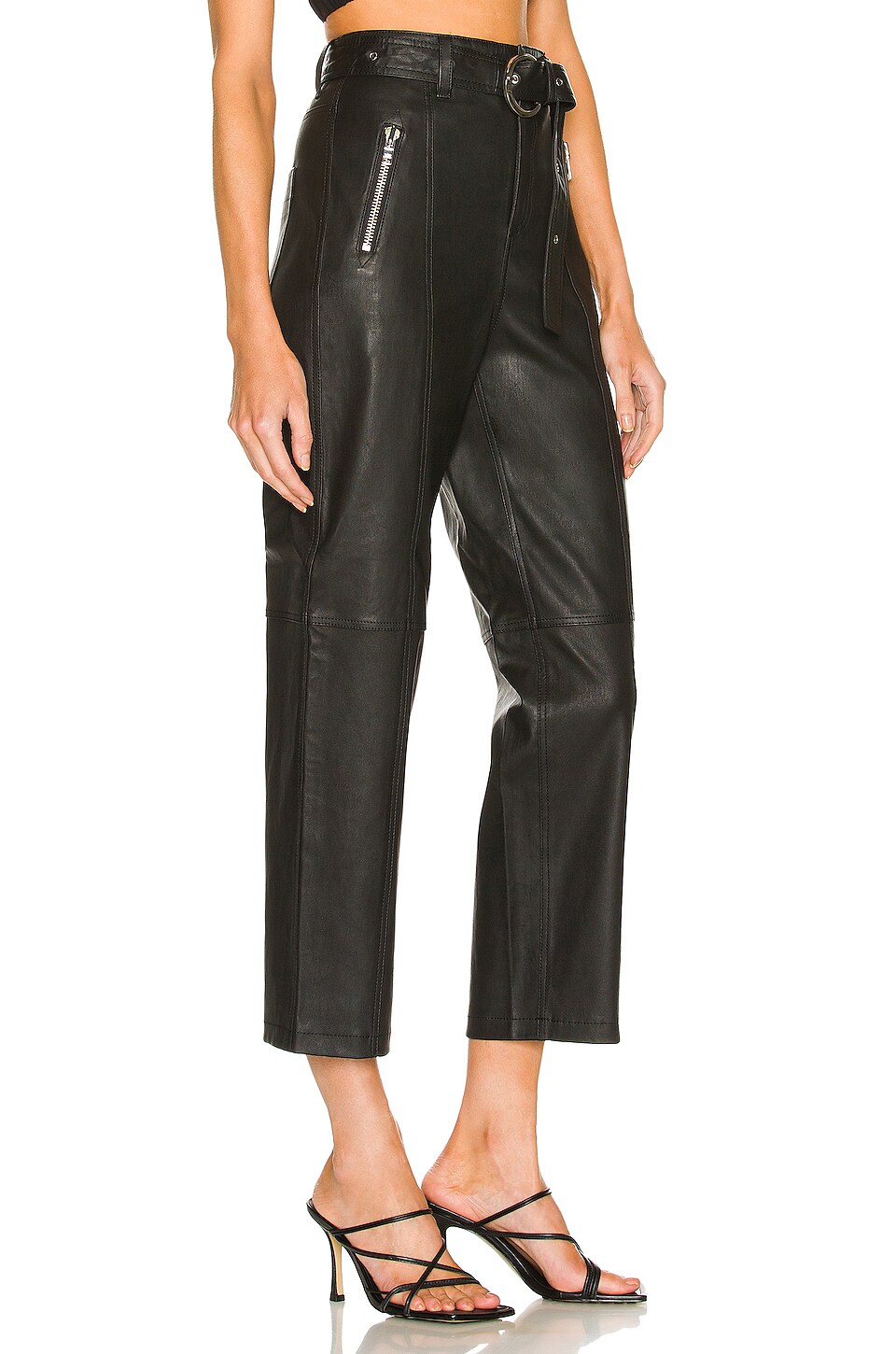 L'Academie Trae Leather Pant in Black
