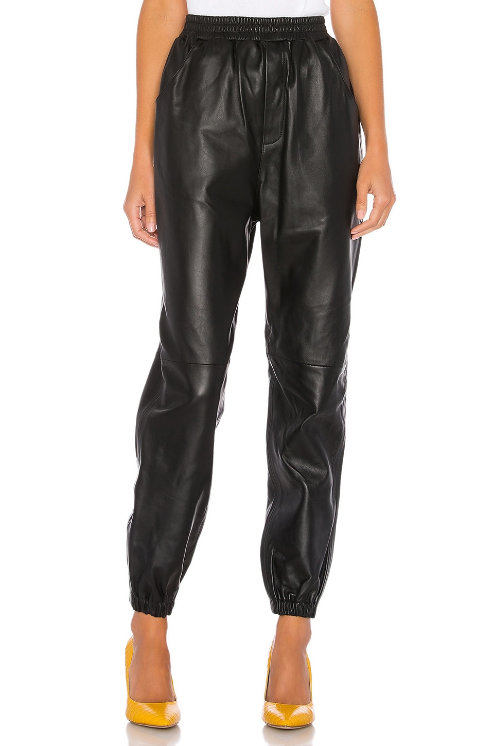 L'Academie Tracey Leather Joggers in Black | REVOLVE
