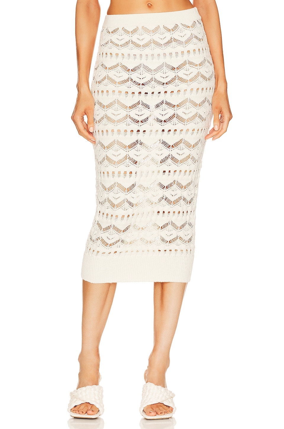 Lacademie Talmai Pointelle Midi Skirt In Ivory Revolve