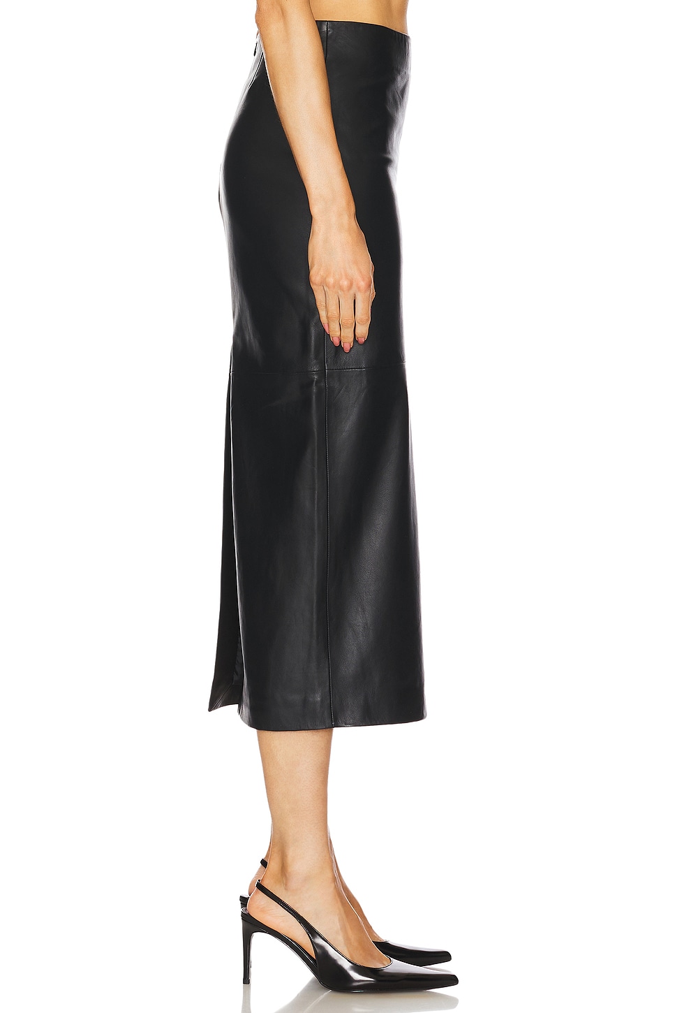 L'Academie by Marianna Bruni Leather Midi Skirt