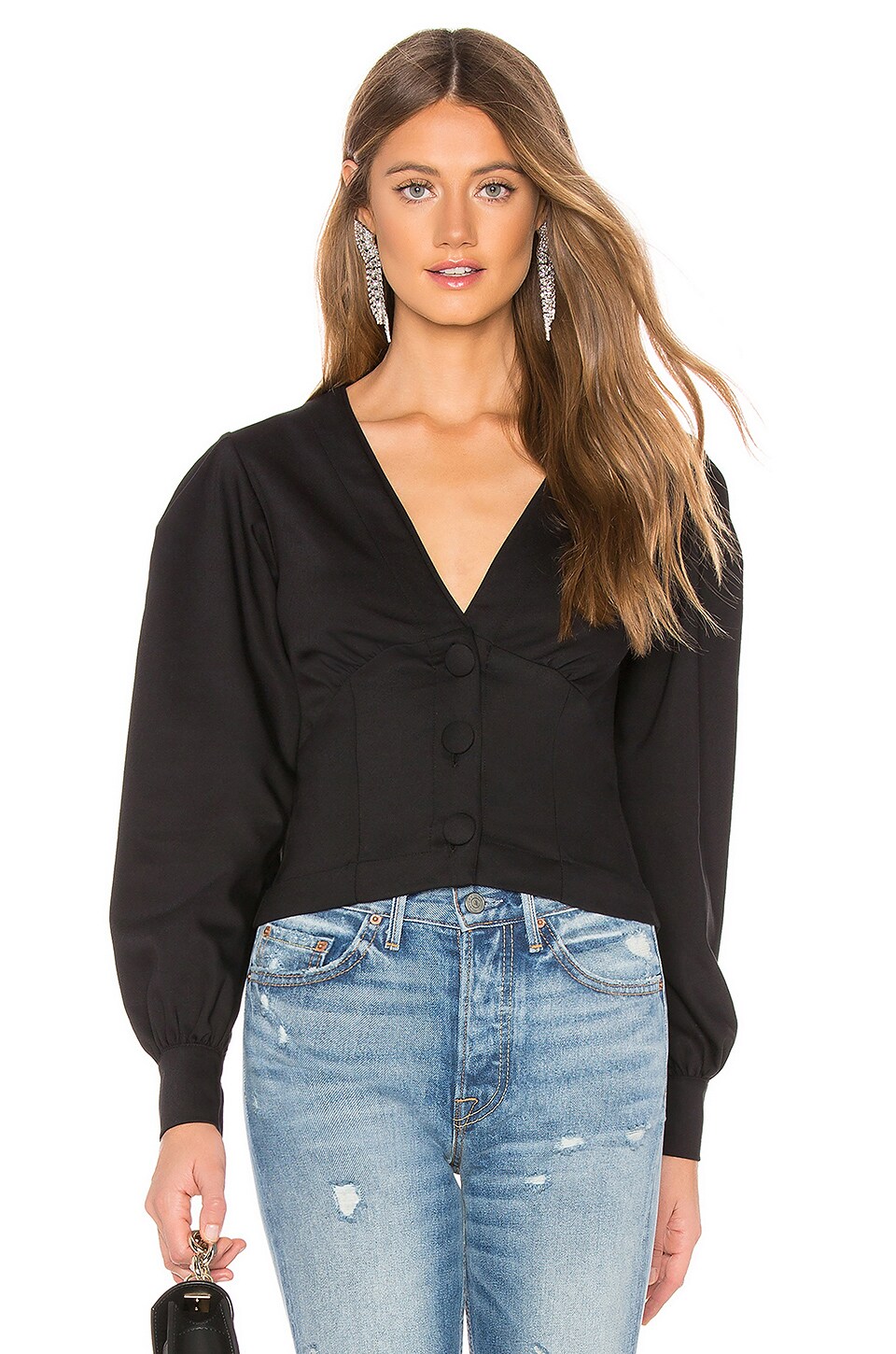 L'Academie The Jill Button Up in Black | REVOLVE