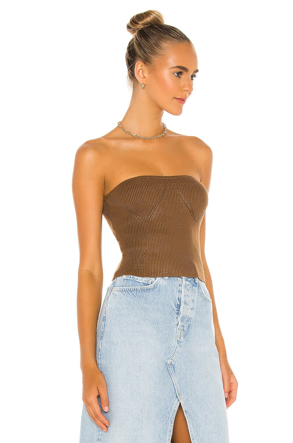 L'Academie Dakota Knit Tube Top in Walnut REVOLVE