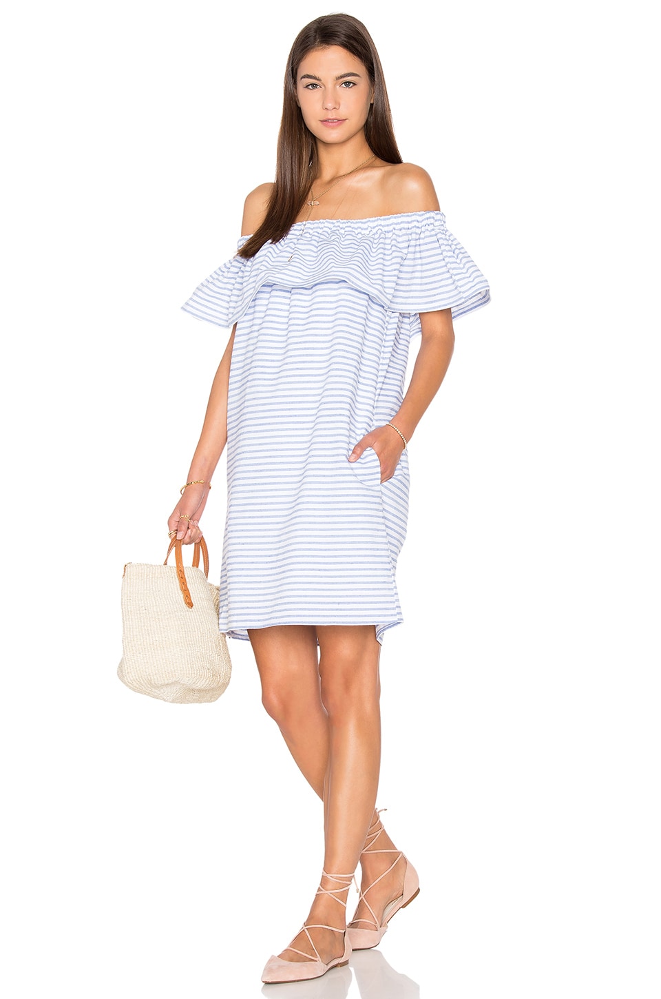Line & Dot Lea Ruffle Mini Dress in French Blue