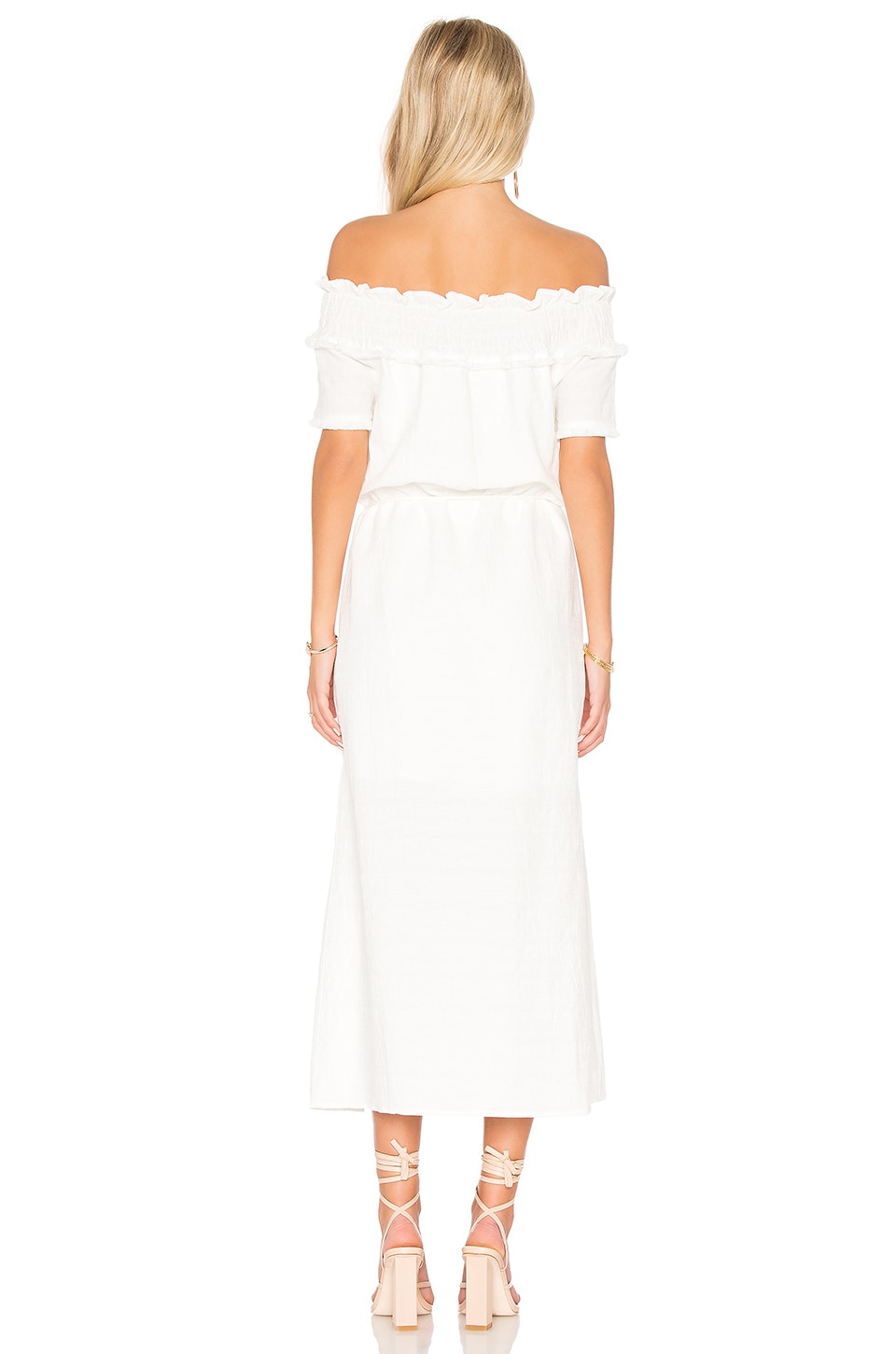 Line & Dot Peony Off Shoulder Dress in White | REVOLVE