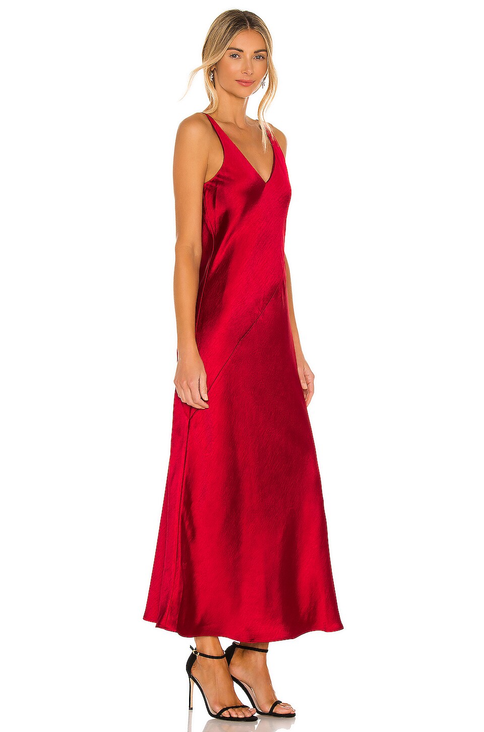 Line & Dot Loulou Satin Dress in Red