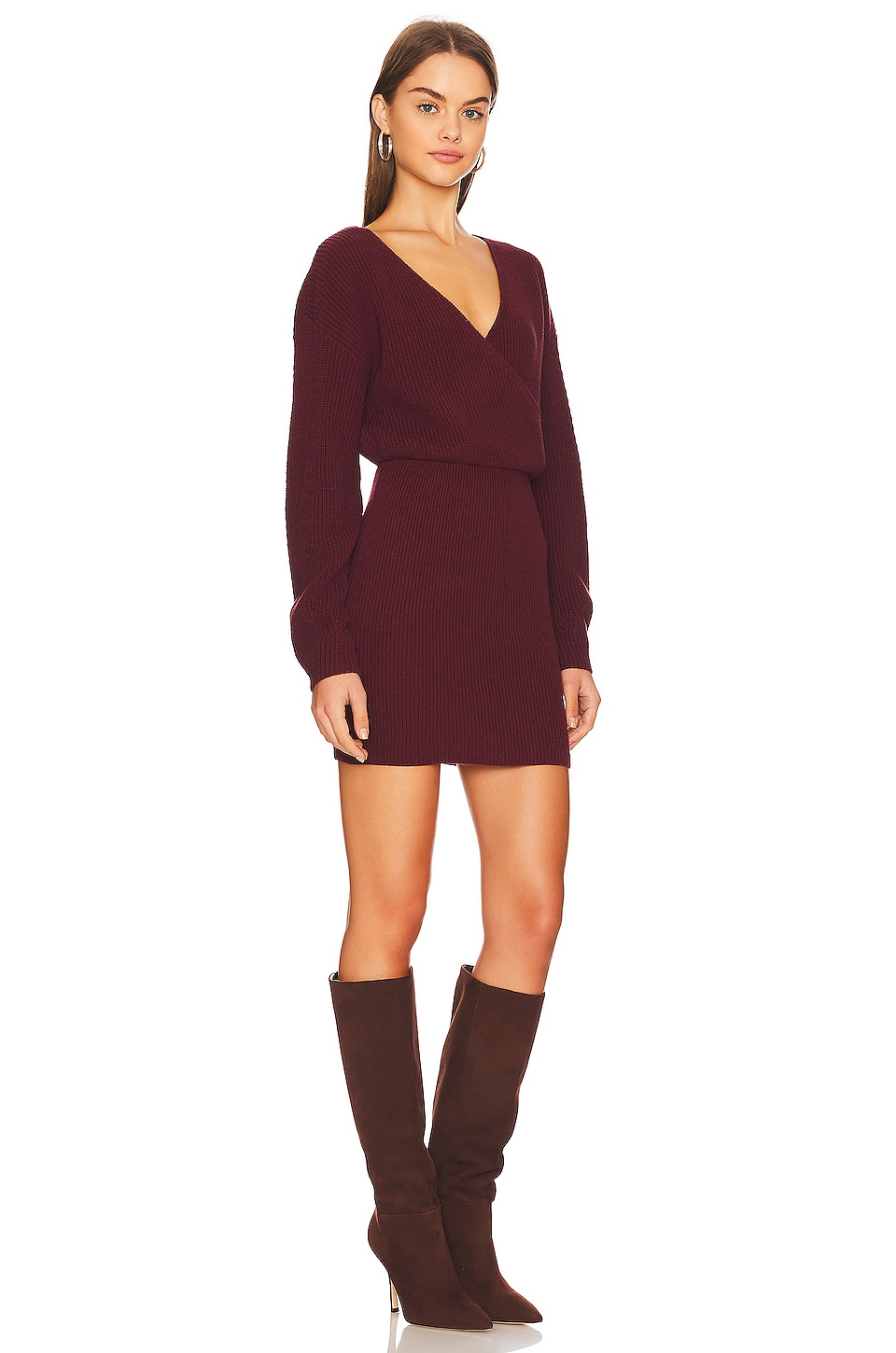 Line & Dot Fawna Sweater Dress in Burgundy