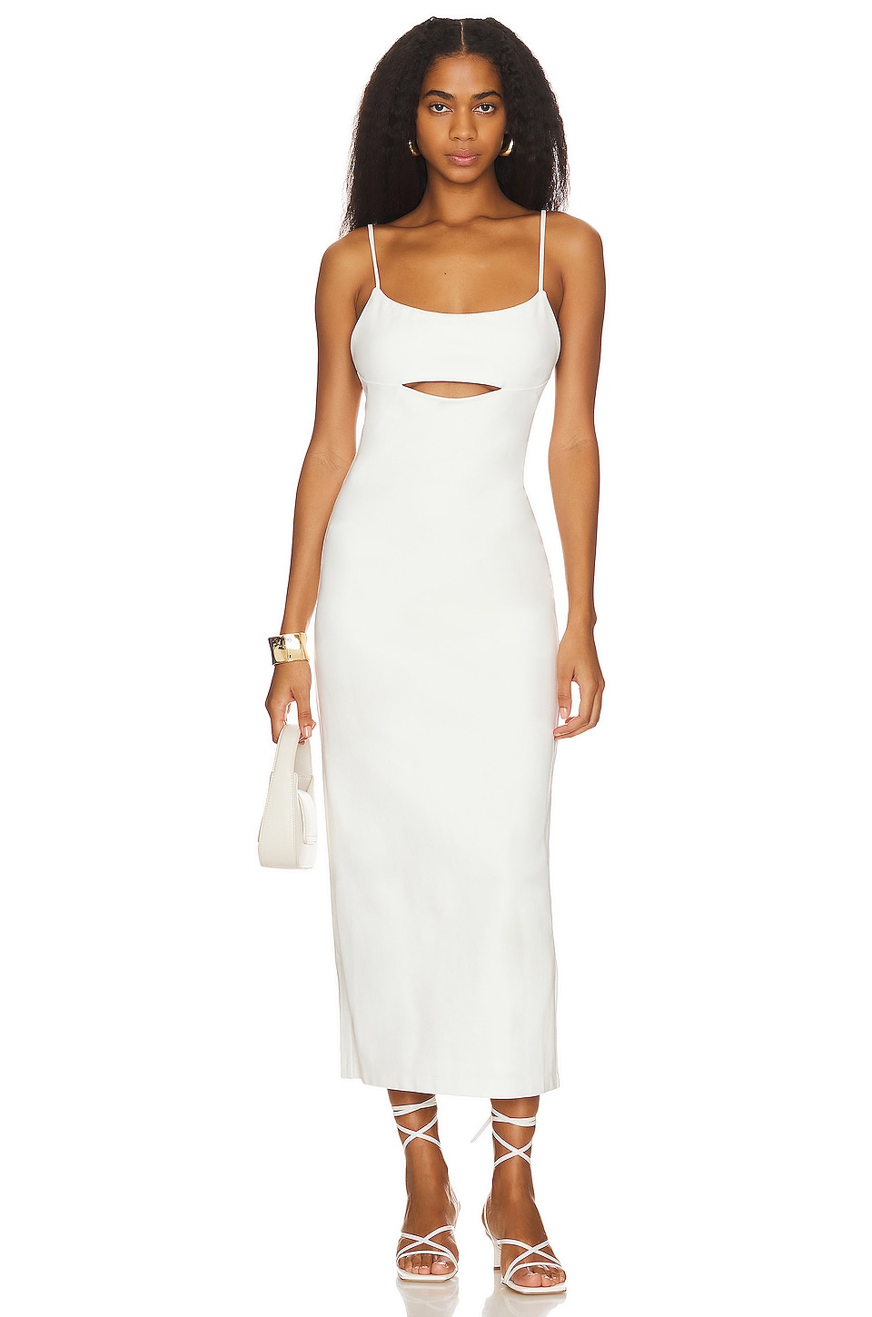 Line Dot Flor Cut Out Midi Dress in White REVOLVE