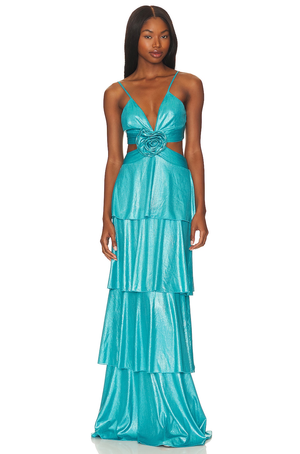 Line & Dot Prism Dress in Turquoise